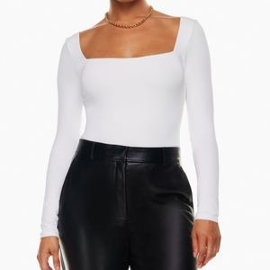 NWT Aritzia Babaton Contour Squareneck Longsleeve Bodysuit, white, size XL
